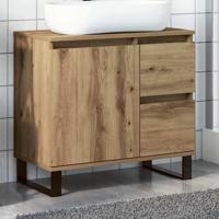 Badkamerkast 65x33x60 cm bewerkt hout artisanaal eikenkleurig