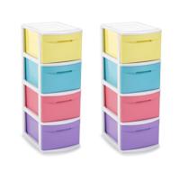 Ladeblok/bureau organizer met 2x lades - multi kleuren - L39 x B28.5 x H78 cm - kunststof