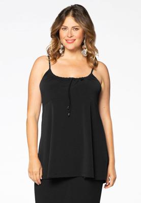 Yoek Singlet flare spaghetti | Zwart | Maat 42/44