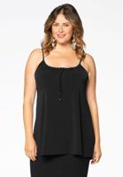 Yoek Singlet flare spaghetti | Zwart | Maat 50/52