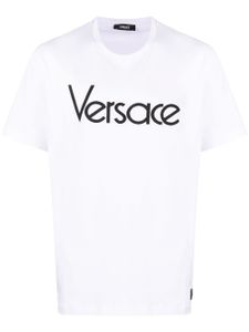 Versace t-shirt en coton à logo brodé - Blanc