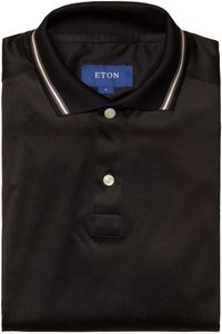 ETON Slim Fit Poloshirt lange mouw zwart, Effen