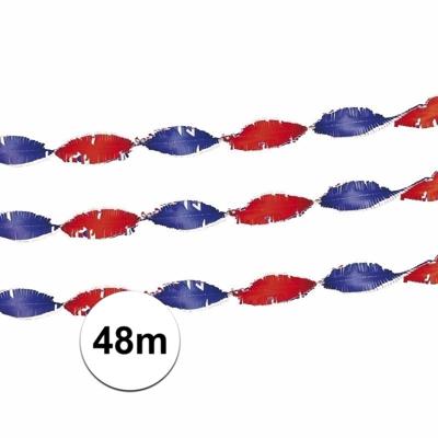 Crepe papier versiering feest slinger Holland - 2x - rood/wit/blauw - 24 meter - feestartikelen