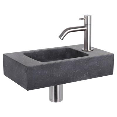 Differnz fonteinset bombai black - natuursteen - kraan gebogen - 40 x 22 x 9 cm - mat chroom