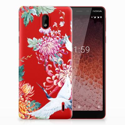 Nokia 1 Plus | TPU Hoesje | Bird Flowers