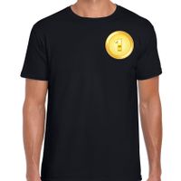 Kampioen t-shirt gouden medaille zwart op borst voor heren Kampioen t-shirt gouden medaille zwart op borst voor heren