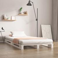 Palletbed massief grenenhout wit 90x190 cm