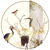 Chinoserie vinyl tapijt kraanvogels