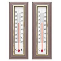 Set van 2x klassieke thermometers voor binnen en buiten donkerbruin 16 cm