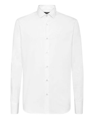 Philipp Plein chemise longue Hexagon à broderies - Blanc