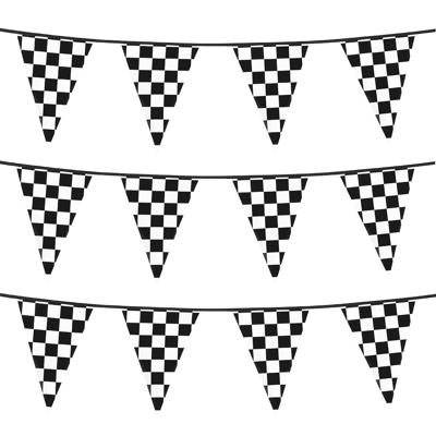 Finish vlaggenlijn - 3x - 6 meter - plastic - Race thema feestartikelen - formule 1