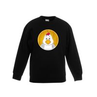 Dieren kip trui zwart jongens en meisjes - thumbnail