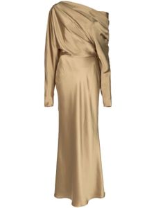 Amsale robe longue en satin à épaules dénudées - Or