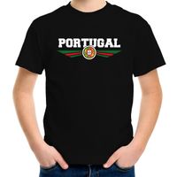 Portugal landen shirt met Portugese vlag zwart voor kids XL (158-164)  - - thumbnail