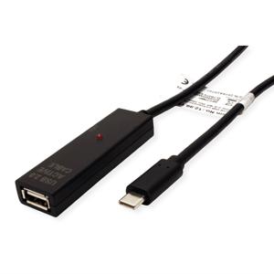 VALUE USB 2.0 Verleng kabel met actieve Repeater, A - C, zwart, 15 m