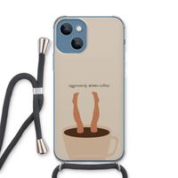Aggressively drinks coffee: iPhone 13 Transparant Hoesje met koord