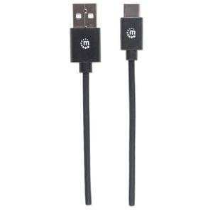 Manhattan USB-kabel USB 2.0 USB-A stekker, USB-C stekker 2.00 m Zwart 354929