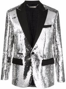 Philipp Plein blazer boutonné à sequins brodés - Gris