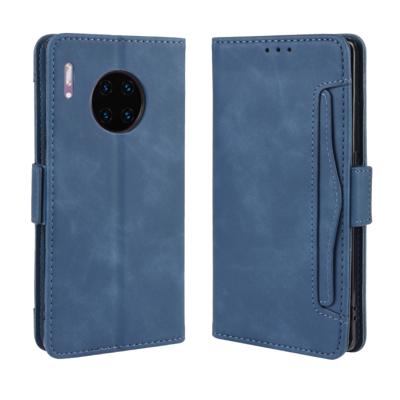 Portemonnee stijl huid voelen kalf patroon lederen draagtas voor Huawei mate 30 Pro met aparte kaartsleuf (blauw)