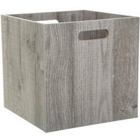 Opbergmand/kastmand 29 liter grijs/greywash van hout 31 x 31 x 31 cm - Opbergkisten - thumbnail
