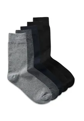 5-paar heren sokken katoen - Multipack katoenen sokken - Zwart - grijs - donkerblauw
