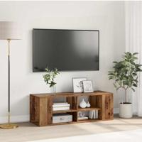 TV-kast met plank Wandgemonteerd met opslag Oud hout 102 x 35 x 35 cm Bewerkt hout