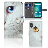 Xiaomi Mi A2 Lite | Telefoonhoesje | Met pasjeshouder | Witte Kat