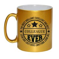 Cadeau koffie/thee mok voor collega - beste collega - goud - 300 ml - thumbnail