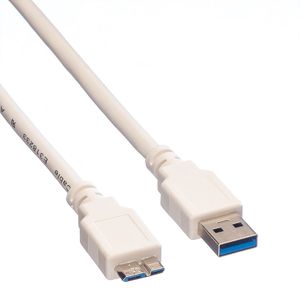 VALUE USB 3.2 Gen 1 kabel, type, A M - Micro B M, wit, 0,8 m