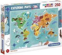 Kinderpuzzel Dieren Wereld exploring map | Clementoni - thumbnail