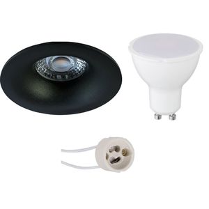LED Spot Set - Pragmi Nora Pro - GU10 Fitting - Inbouw Rond - Mat Zwart - 4W - Natuurlijk Wit 4200K - Ø82mm