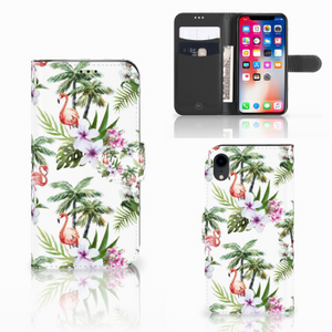 Apple iPhone Xr Telefoonhoesje met Pasjes Flamingo Palms