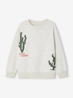 Jongenssweater met cactusmotief gemêleerd beige - thumbnail