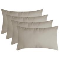 Stof Textile sierkussen Nelson - 4x - beige - 30 x 50 cm - bank kussens - polyester