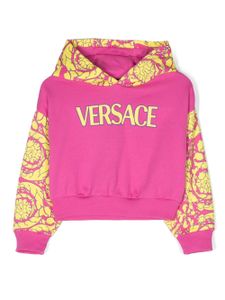 Versace Kids hoodie en coton à logo imprimé - Rose