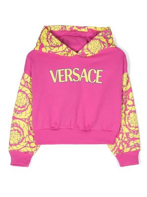 Versace Kids hoodie en coton à logo imprimé - Rose
