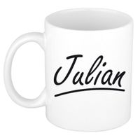 Naam cadeau mok / beker Julian met sierlijke letters 300 ml