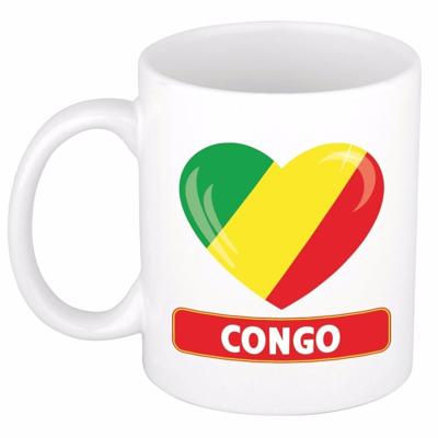 Hartjes vlag Kongo koffiemok - drink beker - white - 300 ml - supporters