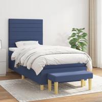 Boxspring met matras stof blauw 80x200 cm