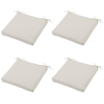Stof Textile Tuin stoelkussen - 4x - lichtbeige - 40 x 40 x 5 cm - touwtjes sluiting - voor buiten