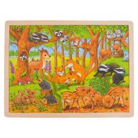 Goki houten legpuzzel - bosdieren, 48st.
