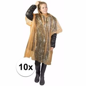 10x wegwerp regenponcho oranje