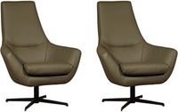 Set van 2 Olijfgroene leren moderne draaifauteuils Treat - Toledo Leer Olive (olijfgroen leer)