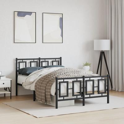 Bedframe met hoofd- en voeteneinde metaal zwart 120x190 cm