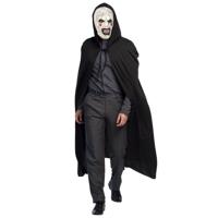 Halloween horror verkleedkleding set - Scary Clown masker - Cape zwart met capuchon