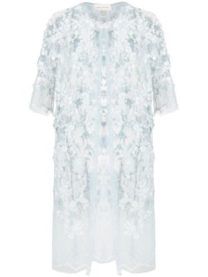 Gemy Maalouf chemise en dentelle fleurie - Bleu