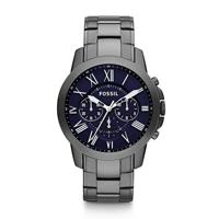 Fossil heren Grant FS4831 grijs roestvrijstalen quartzhorloge met zwarte wijzerplaat