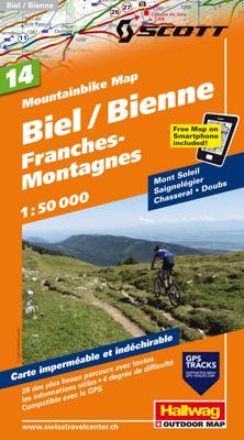 Mountainbikekaart 14 Biel/Bienne / Berner Jura MTB kaart | Hallwag