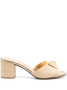 Valentino Garavani mules One Stud 65 mm en raphia - Tons neutres