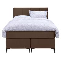 Leen Bakker - Boxspring Liv Geblokt - 120x200 Cm - Slanke Poot - Stof/Velvet - Bruin